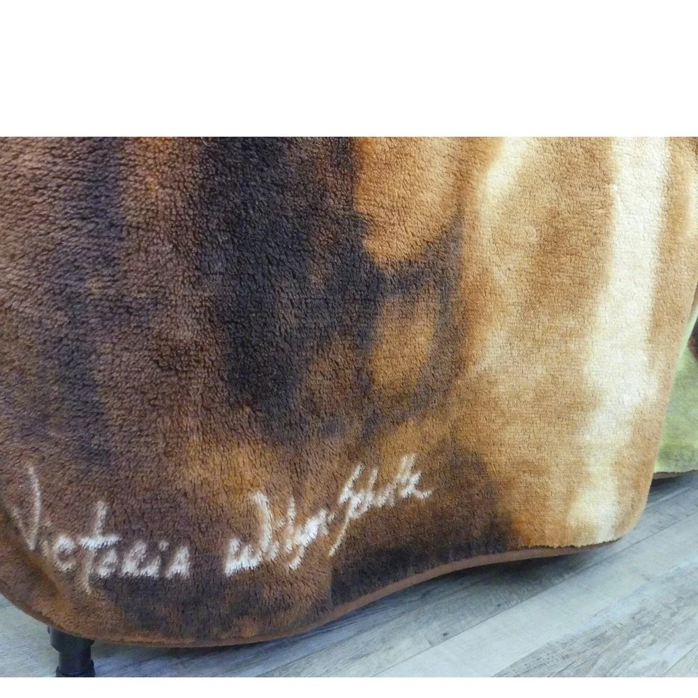 Victoria Wilson-Schultz Horse Fleece Throw Blanket Plush Equestrian Brown Tan